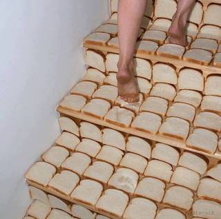 Toast slices arranged into a wall grid.