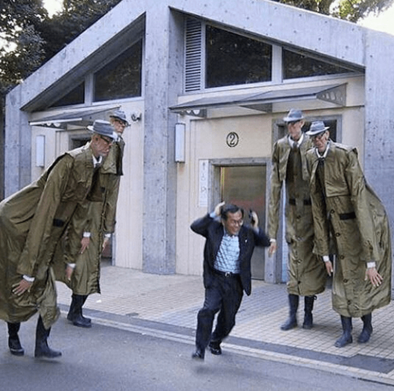 Institutional statue-like NSA scene.