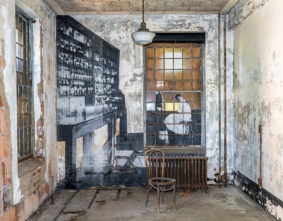 An abandoned hospital room on Ellis Island.