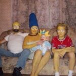 Cursed family photo of The Simpsons in real life.